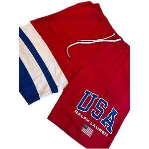 Red White & Blue Ralph Lauren Polo Olympic USA Sweat Shorts Men's LARGE Rare!